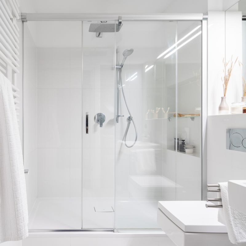 Contemporary Shower with Frameless Glass